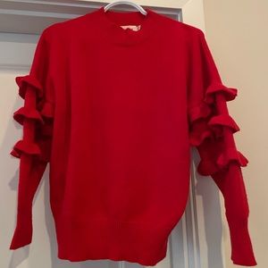 Anthropologie Line and Dot Ruffle Sweater